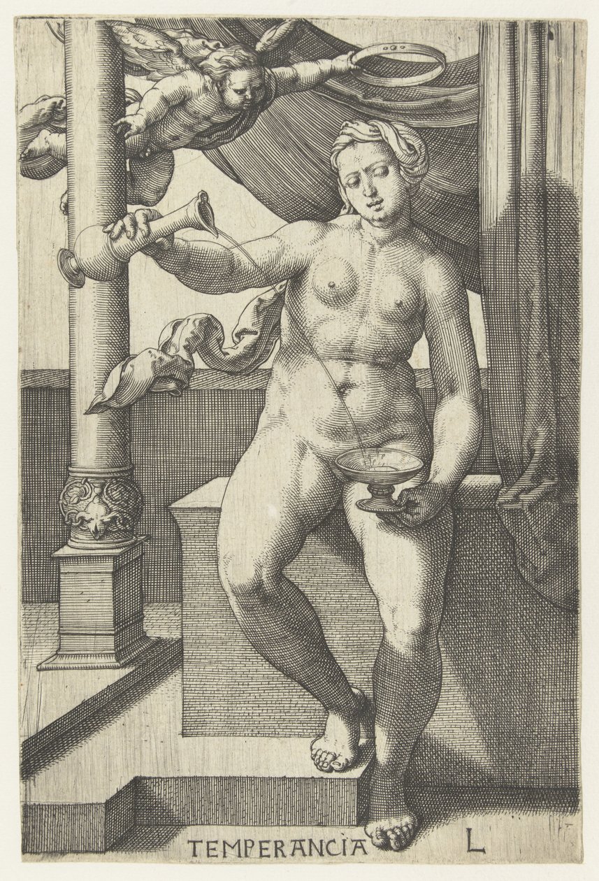 Edruelighet Temperancia (tittel på objekt) Seven Virtues (serietittel) av Lucas van Leyden