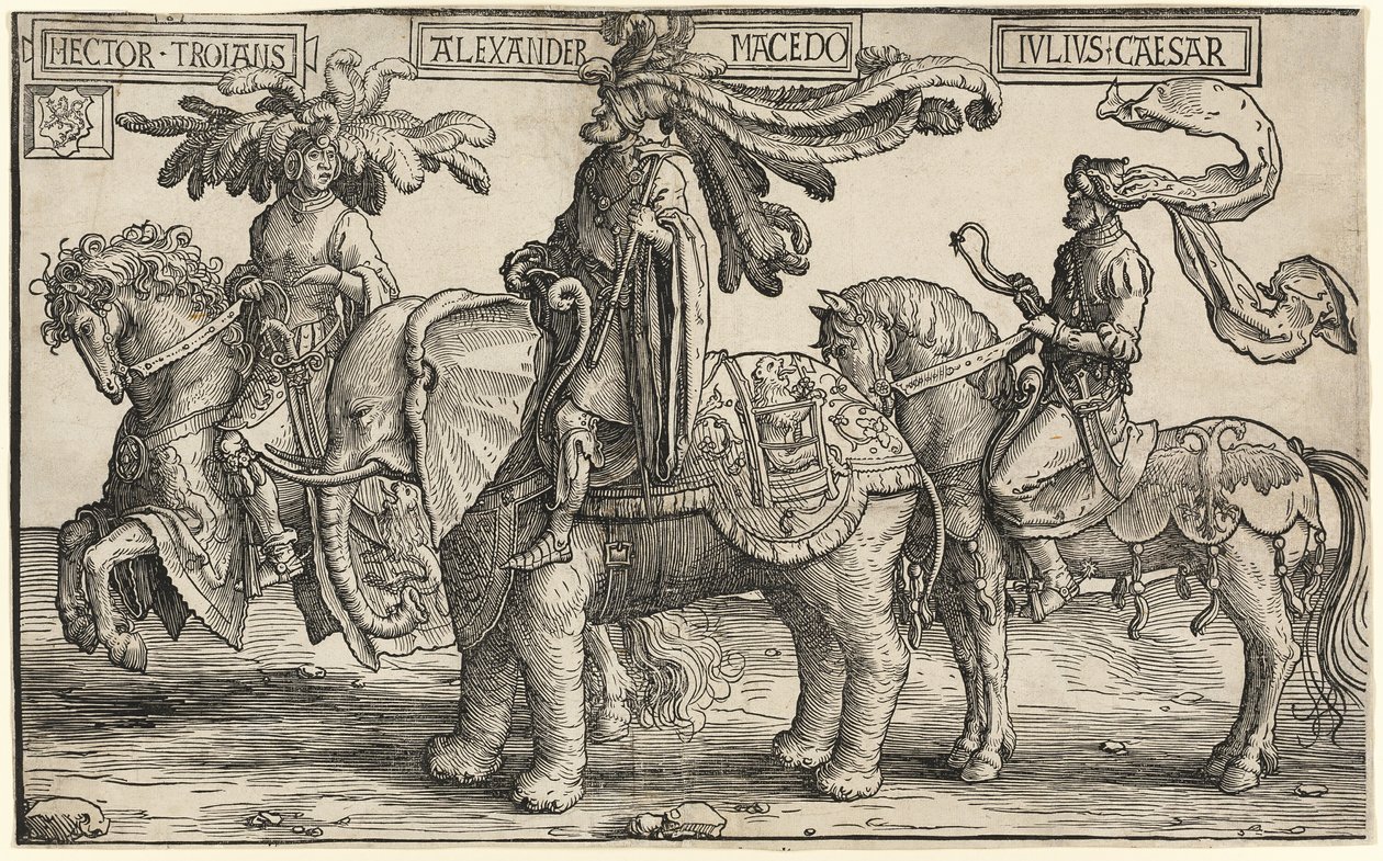 Hector of Troy, Alexander of Macedon, Julius Caesar, fra The Nine Heroes av Lucas van Leyden