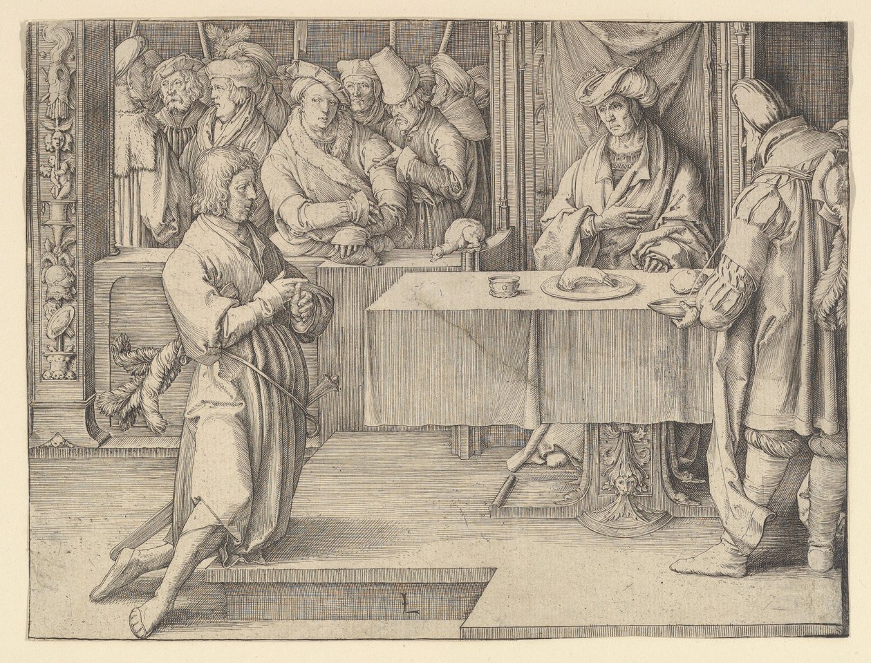Joseph tolker Faraas drømmer, 1512. av Lucas van Leyden