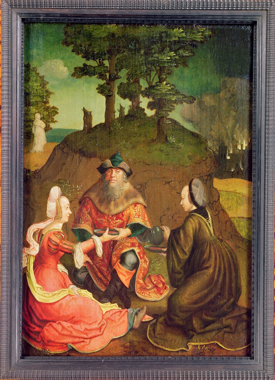 Lots døtre får sin far til å drikke vin, ca. 1508-15 (olje på eik) av Lucas van Leyden