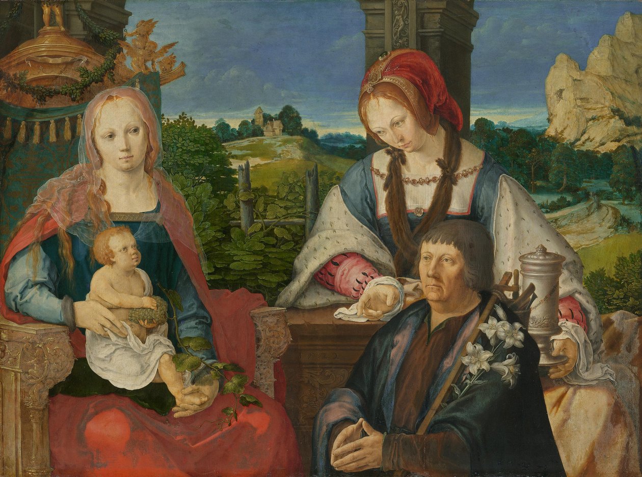 Maria med barnet, den hellige Maria Magdalena og giveren (separert ytre panel, inv.nr. 7713) av Lucas van Leyden