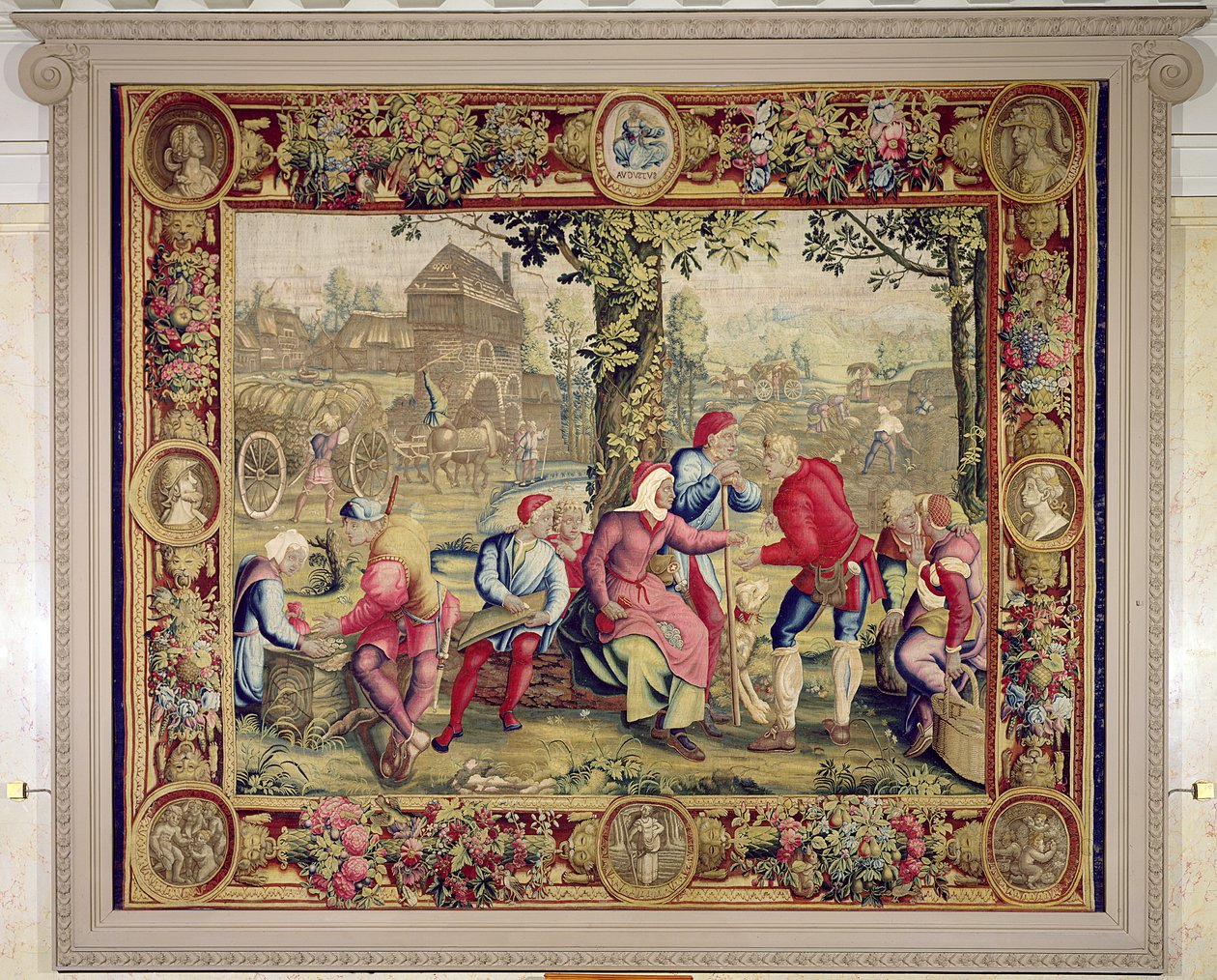 Paying the Harvesters, Gobelins Workshop (teppe) av Lucas van Leyden