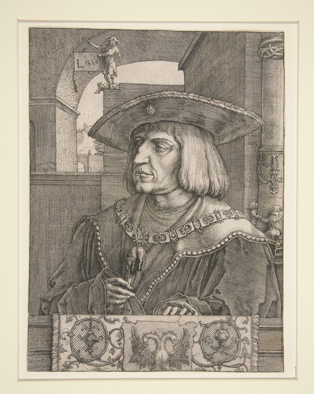 Portrett av keiser Maximilian I av Lucas van Leyden