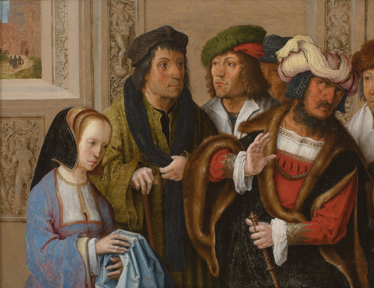 Potifars kone viser Josefs klær, ca. 1512 av Lucas van Leyden