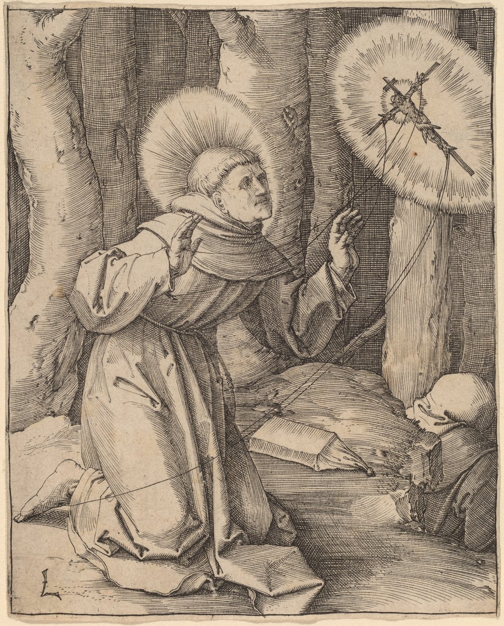 Den hellige Frans av Assisi mottar Stigmata av Lucas van Leyden