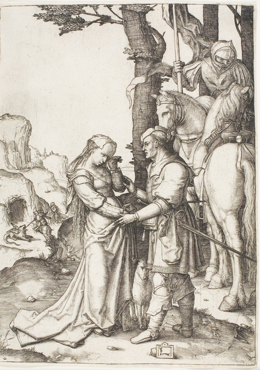 Saint George frigjør prinsessen av Lucas van Leyden