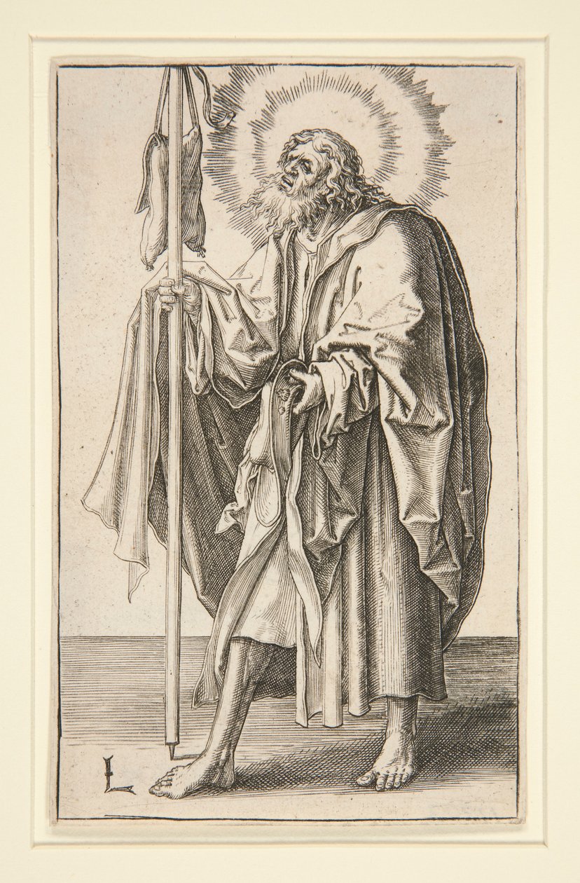 Den hellige Jakob den større (eller den eldste) fra serien: Kristus og apostlene av Lucas van Leyden