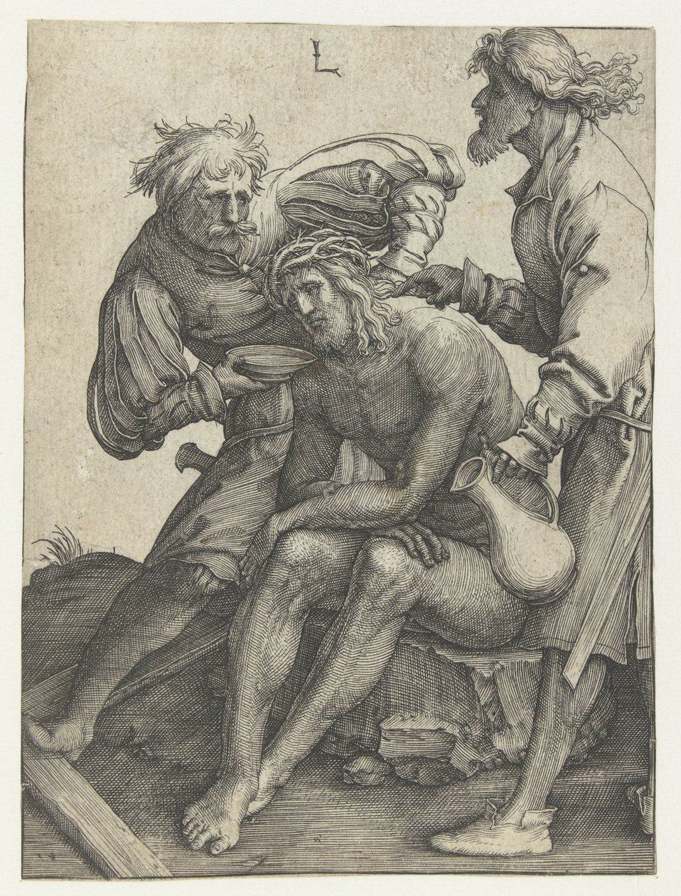 Soldater gir Kristus å drikke av Lucas van Leyden