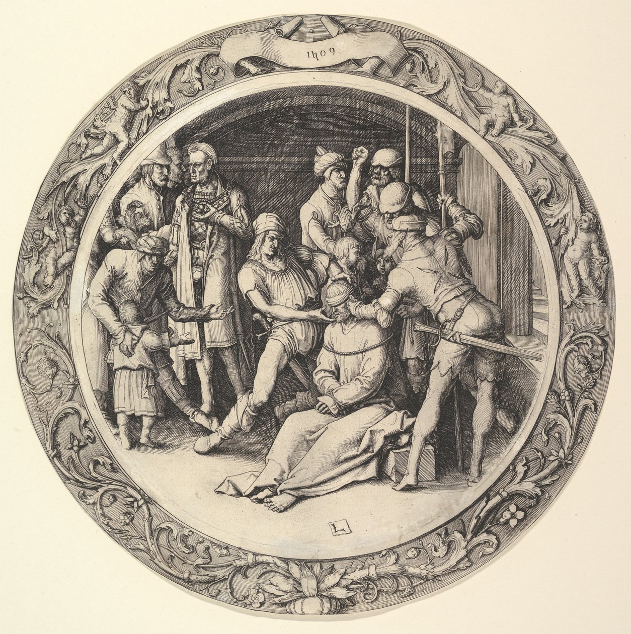 The Mocking of Christ, fra Circular Passion, 1509. av Lucas van Leyden