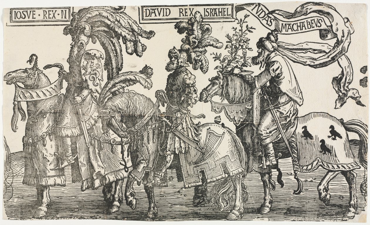 De ni heltene: Joshua, David, Judas Makkabeerne av Lucas van Leyden