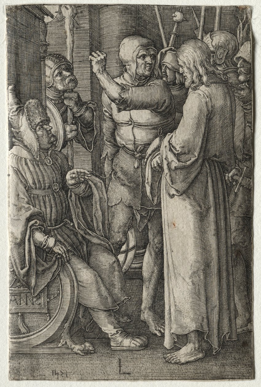 Lidenskapen: Kristus før ypperstepresten, 1521. av Lucas van Leyden