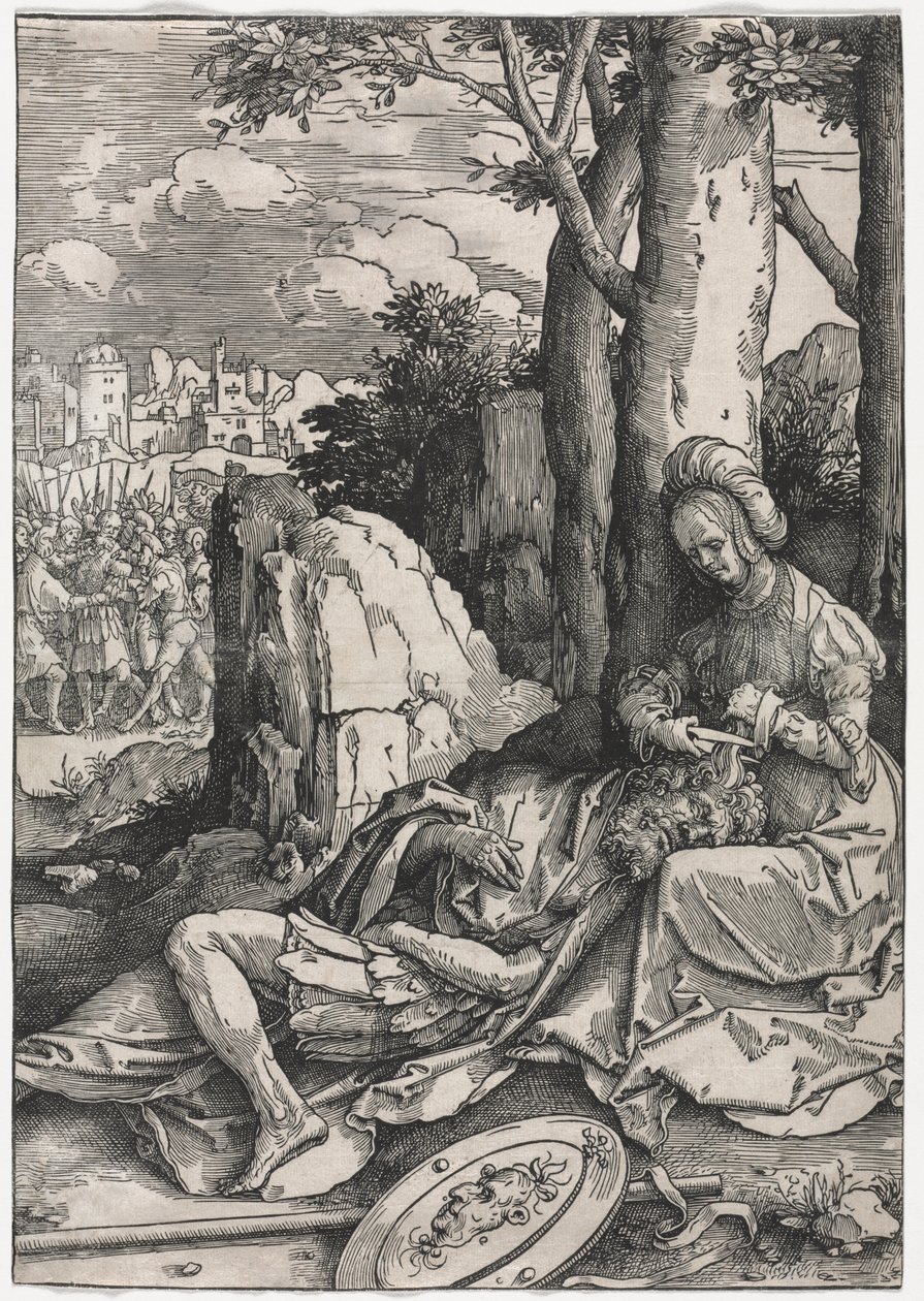 The Power of Women: Samson and Delila, ca. 1512 (tresnitt) av Lucas van Leyden