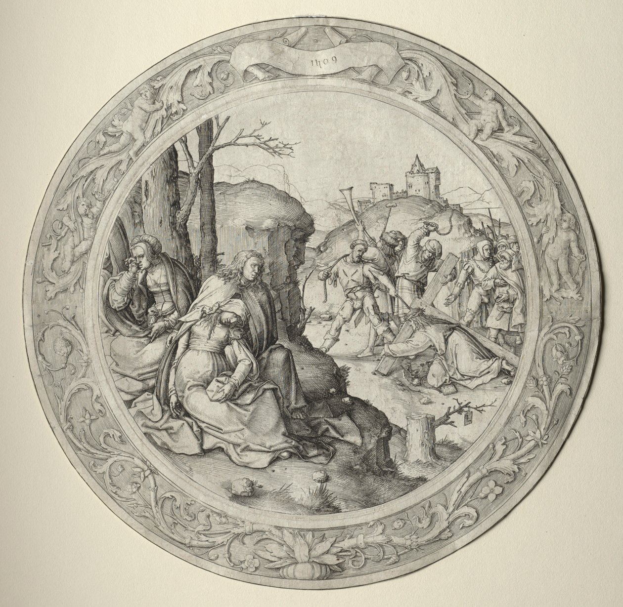 The Round Passion: Christ Carrying the Cross, 1509. av Lucas van Leyden
