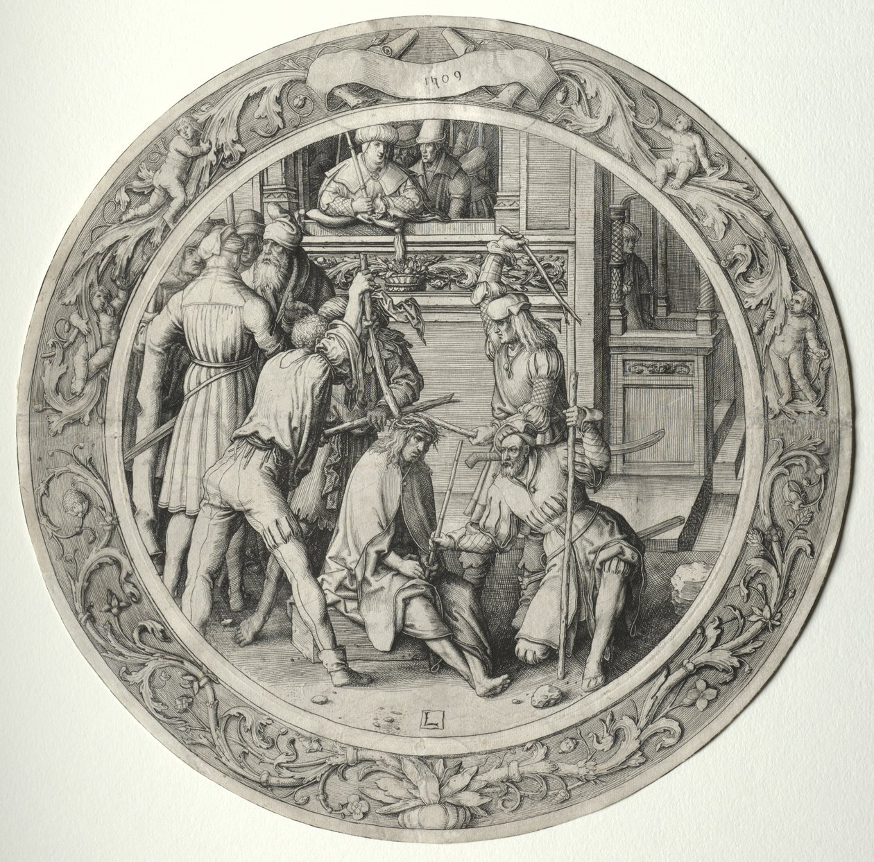 Den runde lidenskapen: Kristus kronet med torner av Lucas van Leyden