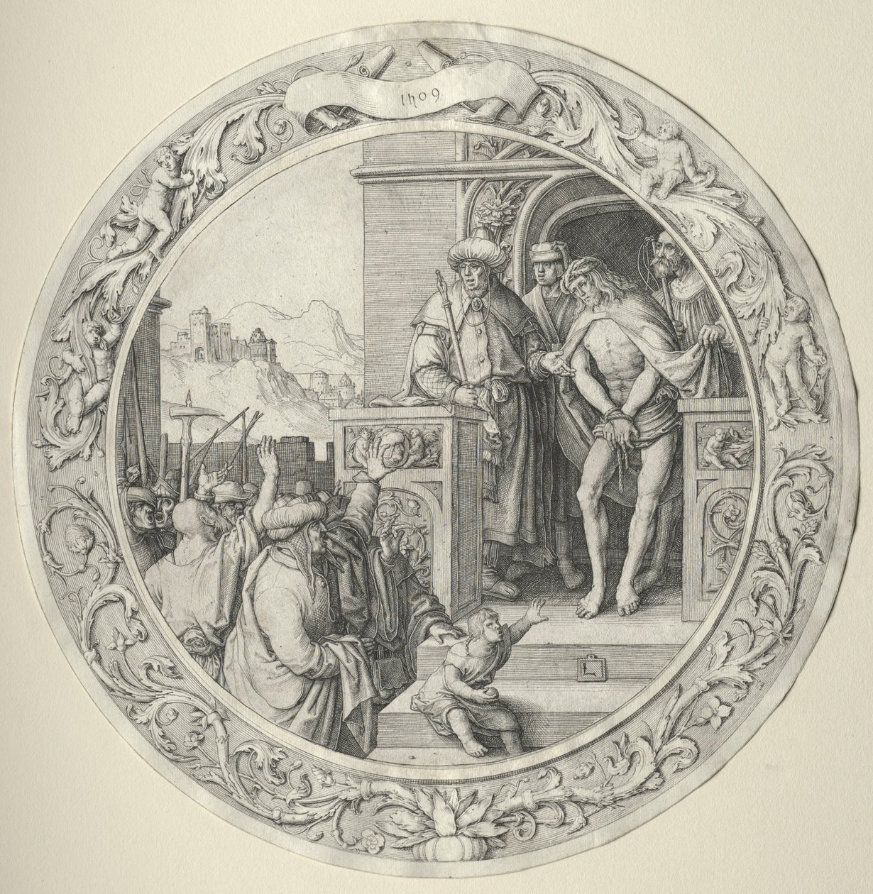 The Round Passion: Kristus presentert for folket, 1509. av Lucas van Leyden