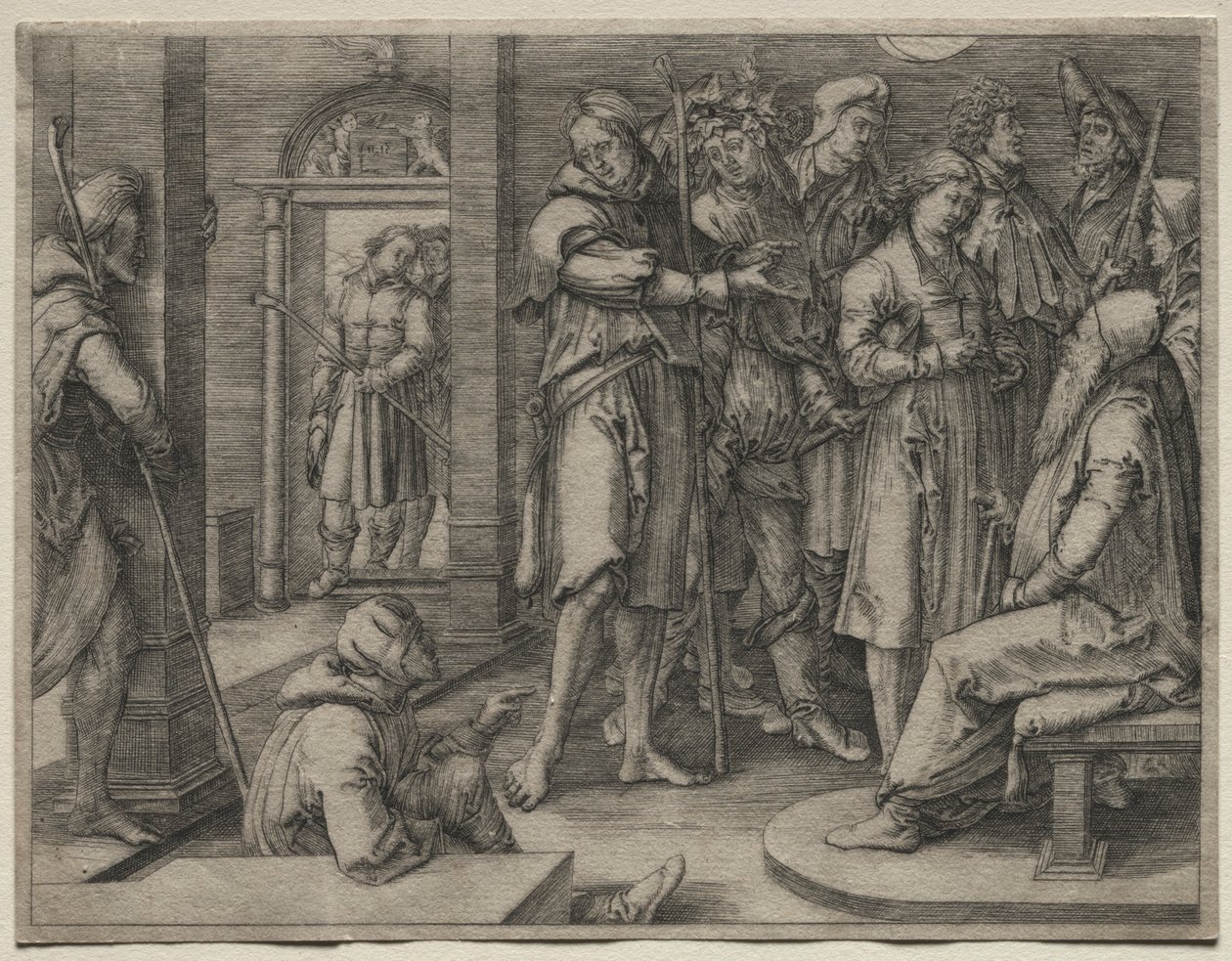 Historien om Josef: Joseph tolker drømmen sin til Jakob, 1512. av Lucas van Leyden