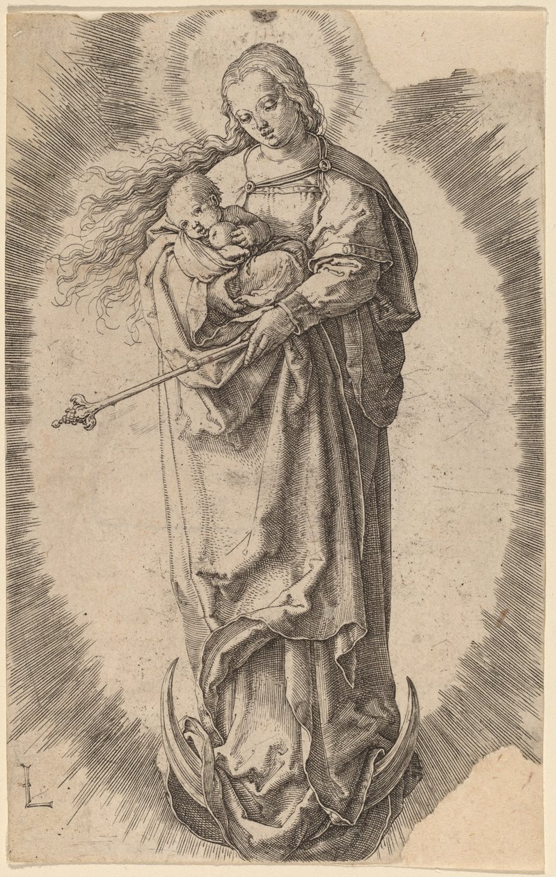 Jomfruen og barnet på halvmånen av Lucas van Leyden