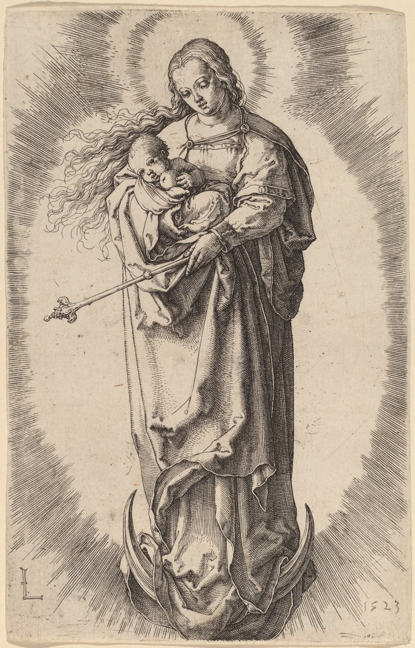 Jomfruen og barnet på halvmånen av Lucas van Leyden
