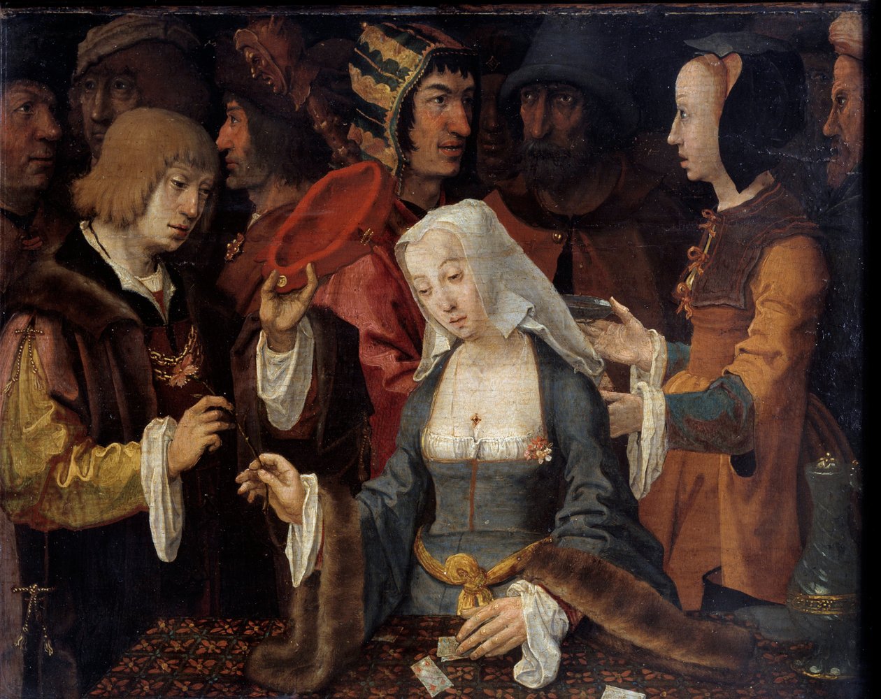 Kortskytterne Maling av av Lucas van Leyden