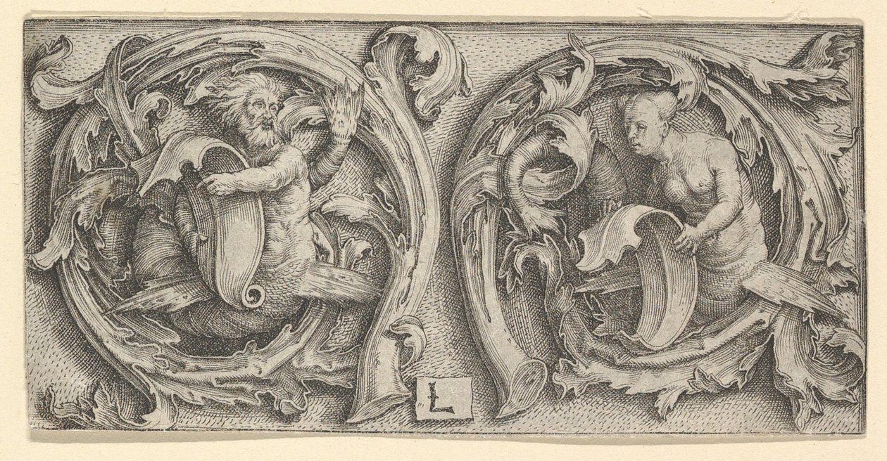 Triton og Siren i Tendrils, ca. 1510. av Lucas van Leyden