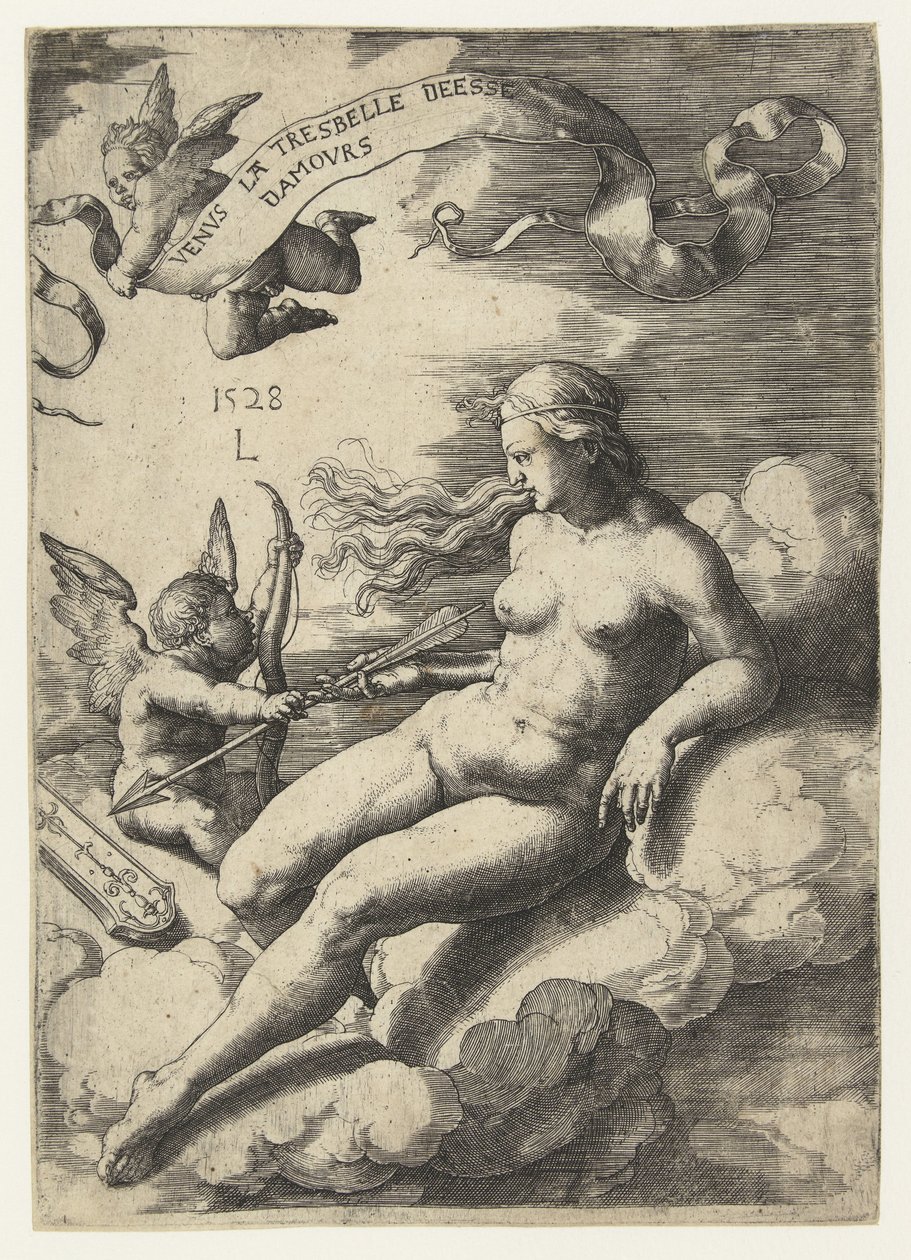 Venus og Amor Venus la tresbelle deese damours (tittel på objekt) av Lucas van Leyden