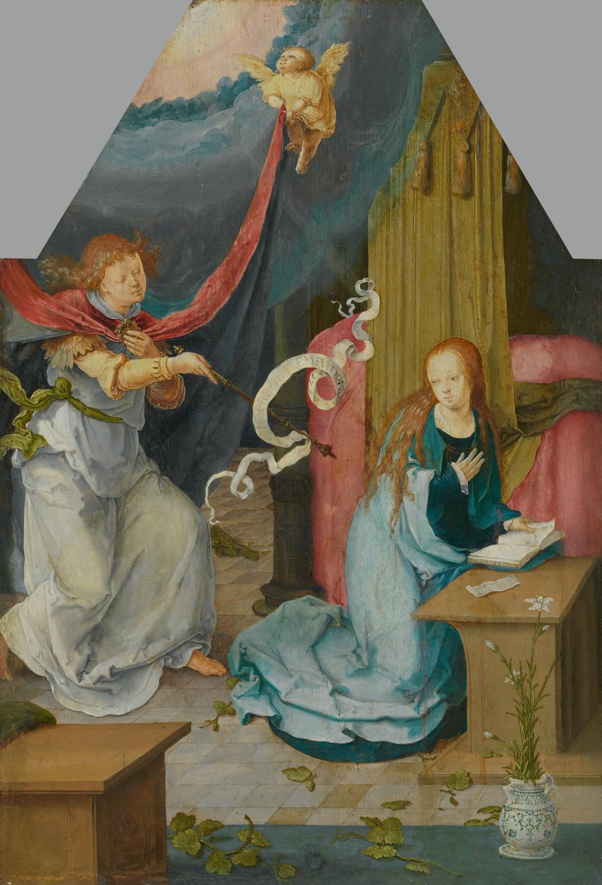 Bebudelsen til Maria (adskilt ytterside av inv.nr. 742) av Lucas van Leyden