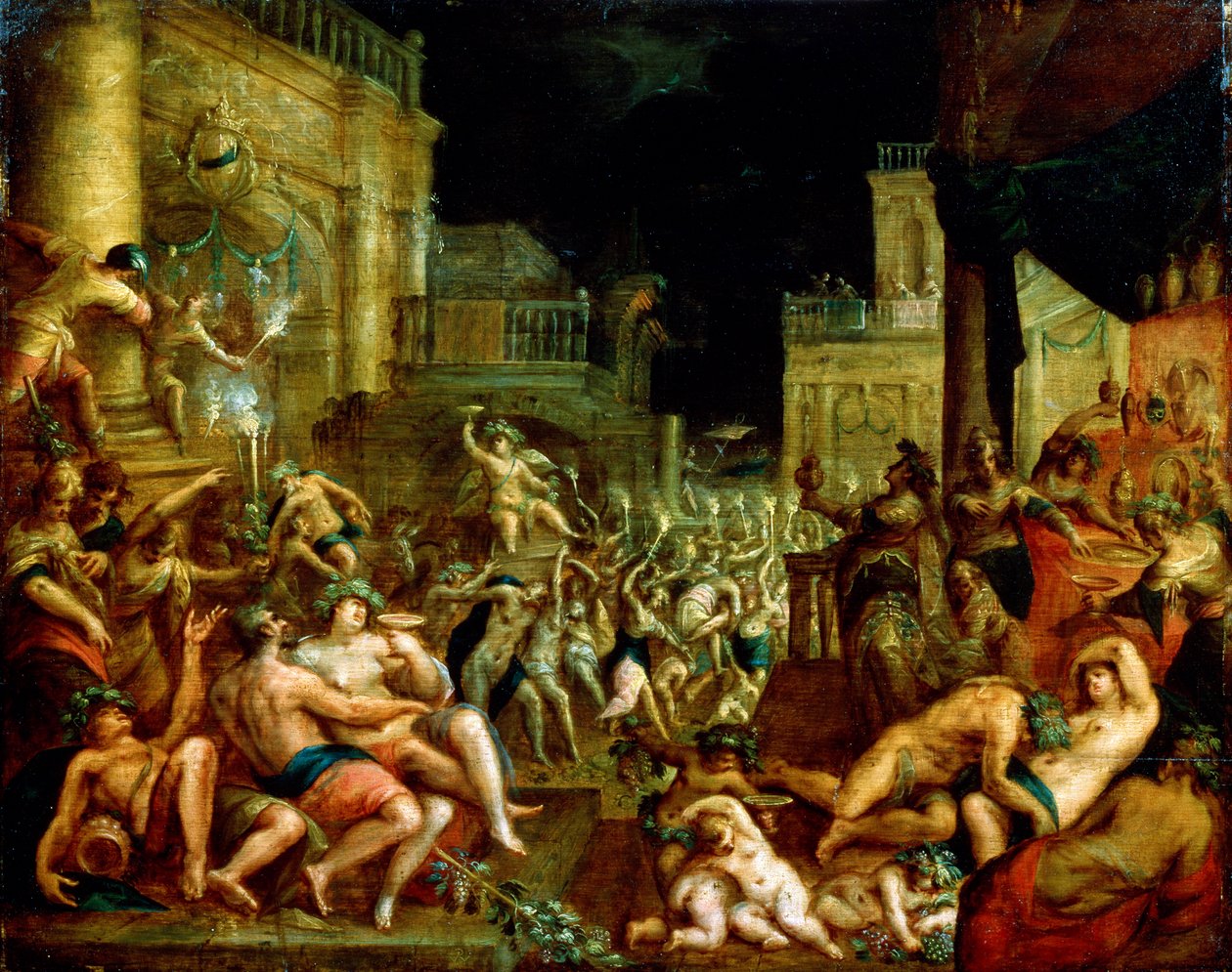 Midas-fest til ære for Bacchus og Silenus. ca. 1500-tallet av Lucas van Valckenborch