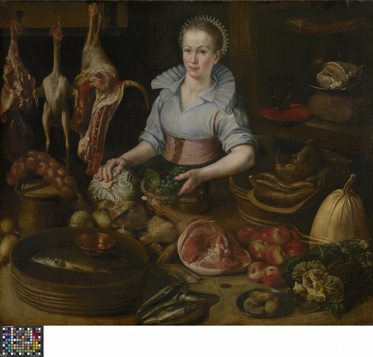 The Kitchen Maid (olje på panel) av Lucas van Valckenborch
