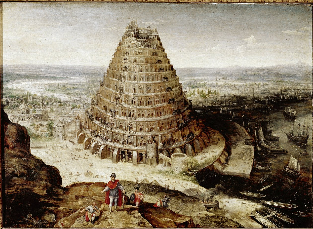 Babels tårn (olje på panel av Lucas van Valckenborch
