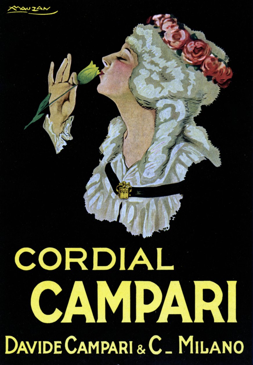 Reklameplakat for Cordial Campari. Davide Campari & C. Milano 1921 (illustrasjon) av Luciano Achille Mauzan