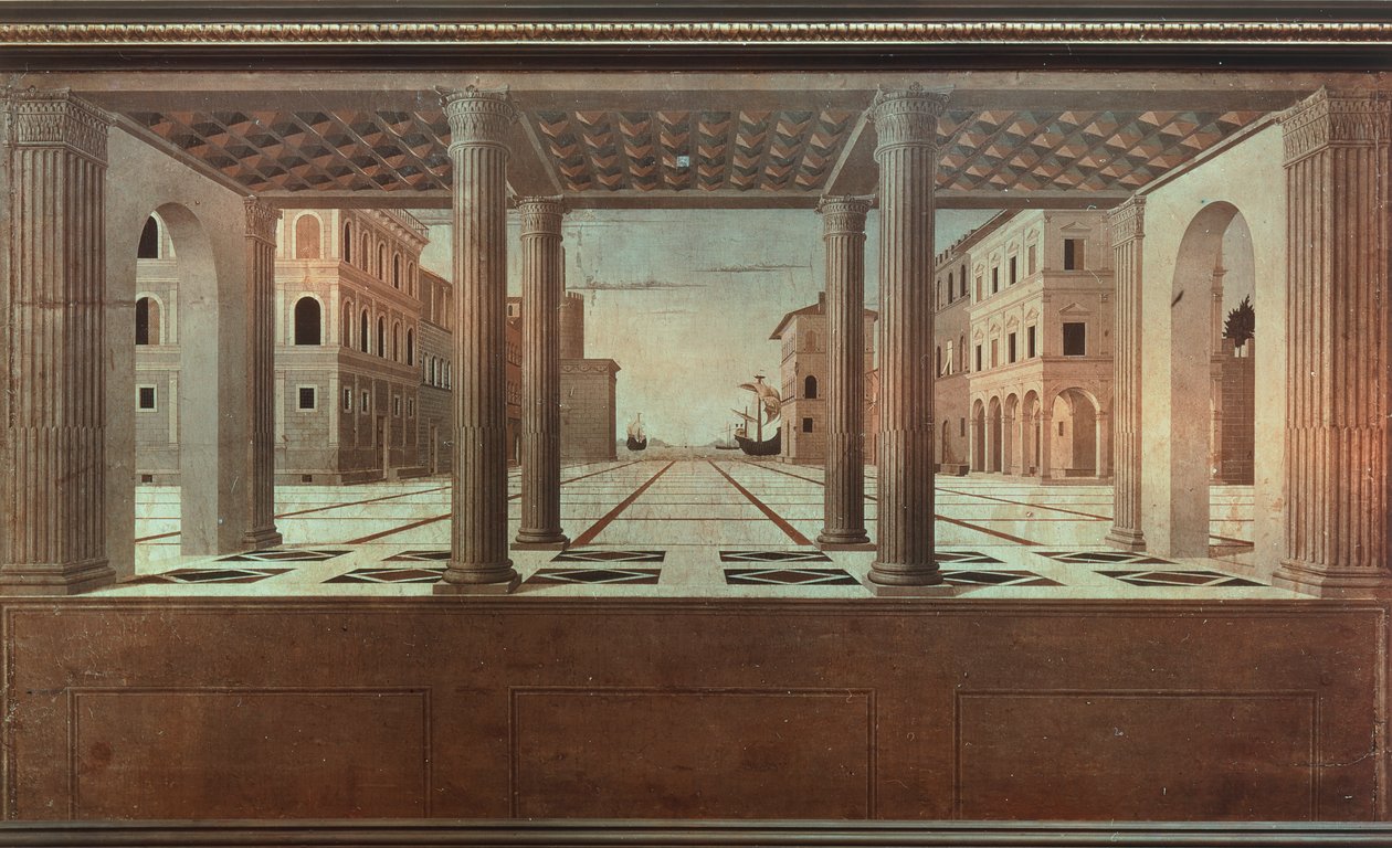 Ideell utsikt, av Luciano Laurana (1420-1479). av Luciano Laurana