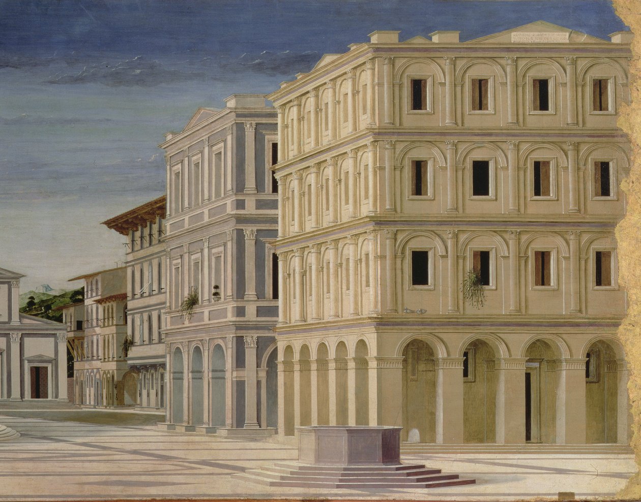 Utsikt over en ideell by, eller Guds by, etter 1470 detalj av 80057 olje på panel av Luciano Laurana