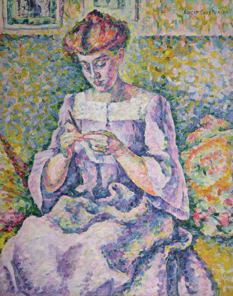 Kvinne hekler, 1908 av Lucie Cousturier