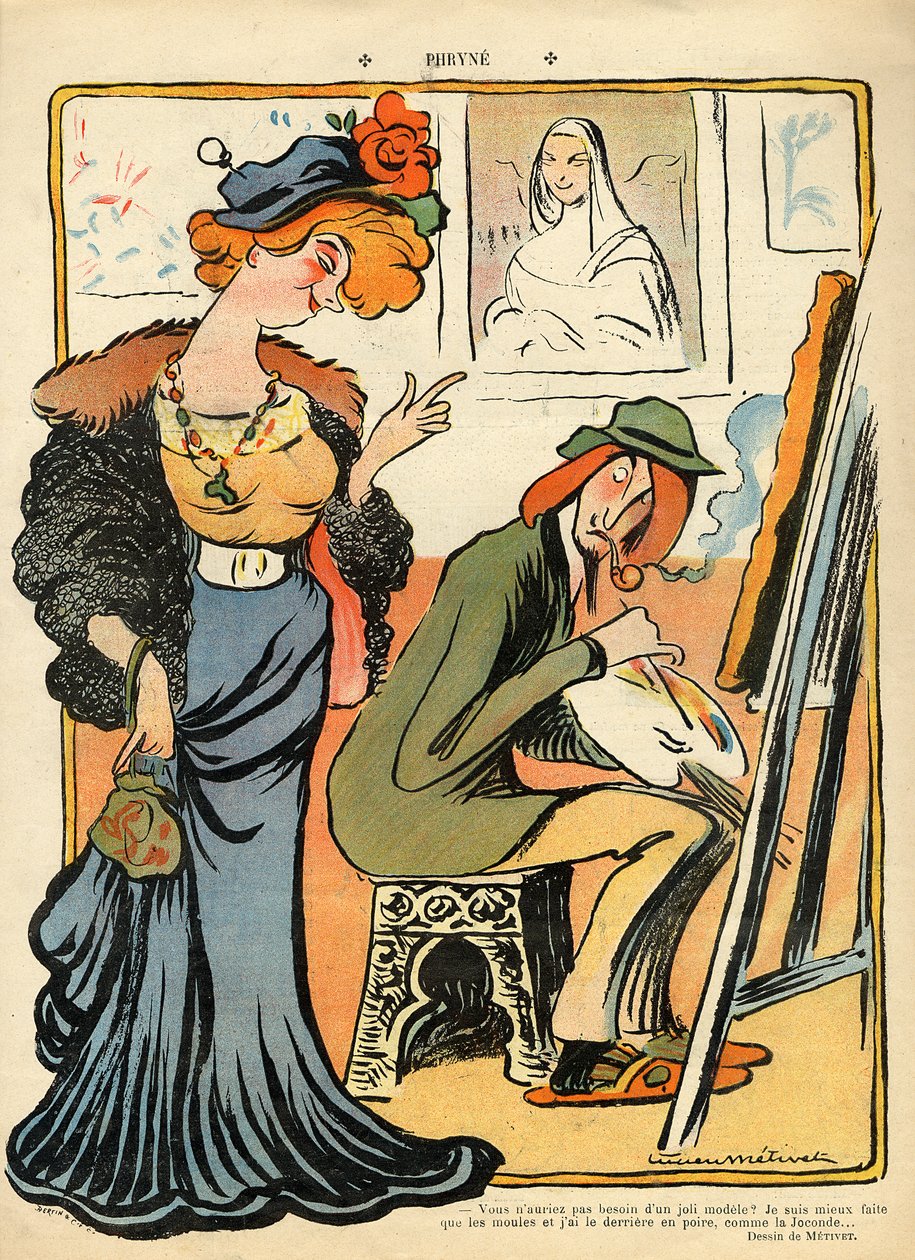 Phryne: karikatur av en kunstners modell, fra baksiden av 