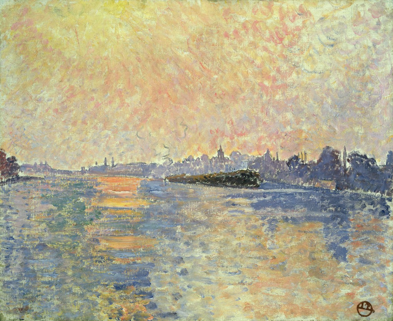 Solnedgang på Themsen ved Chiswick av Lucien Pissarro