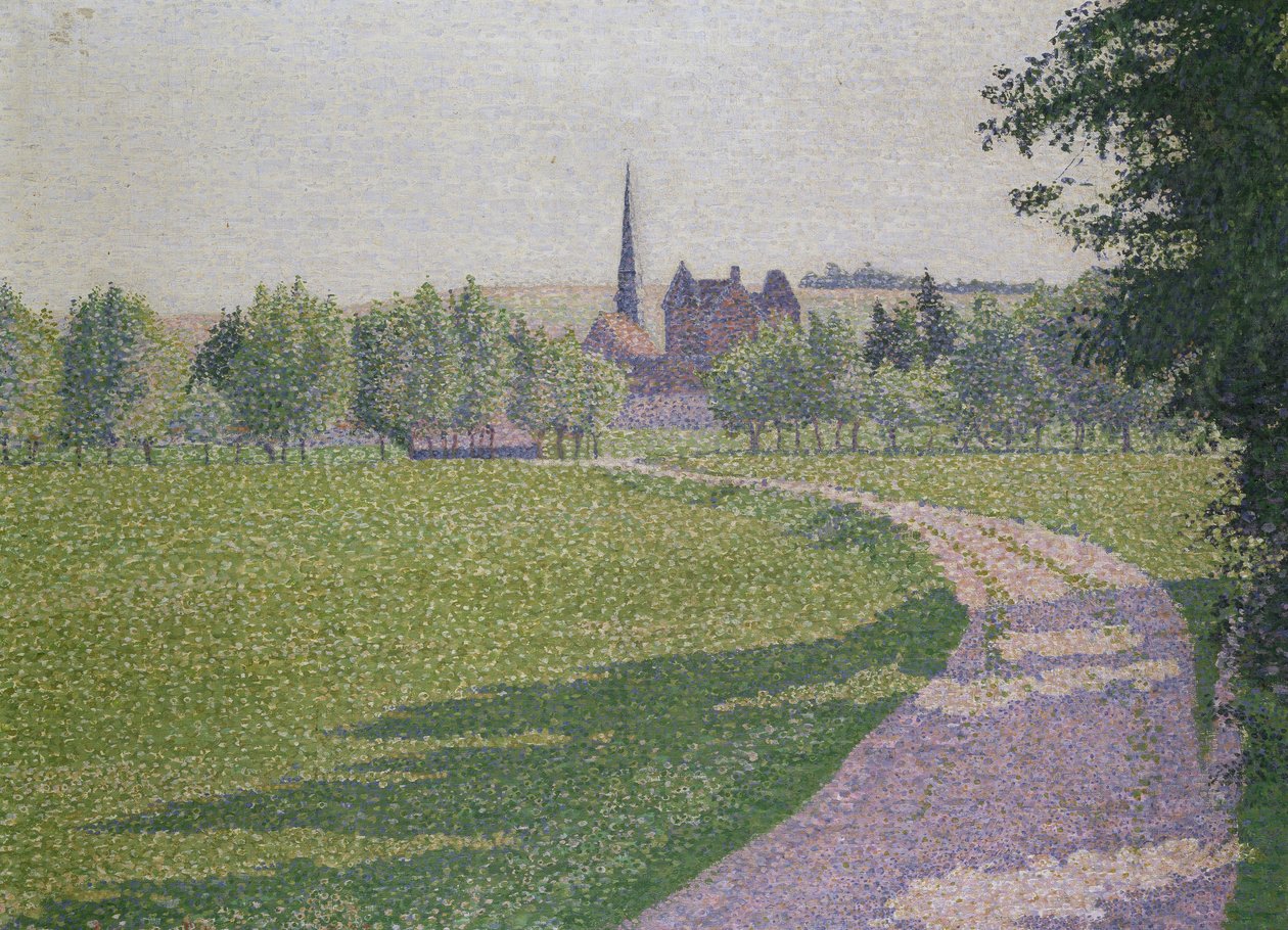 Éragny kirke, 1886 av Lucien Pissarro