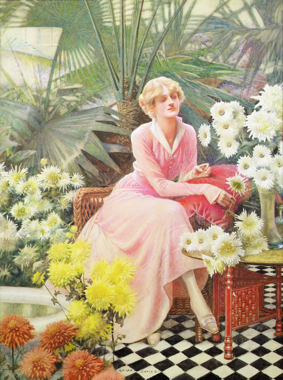 I konservatoriet, ca. 1920 (akvarell på papir) av Lucien Davis