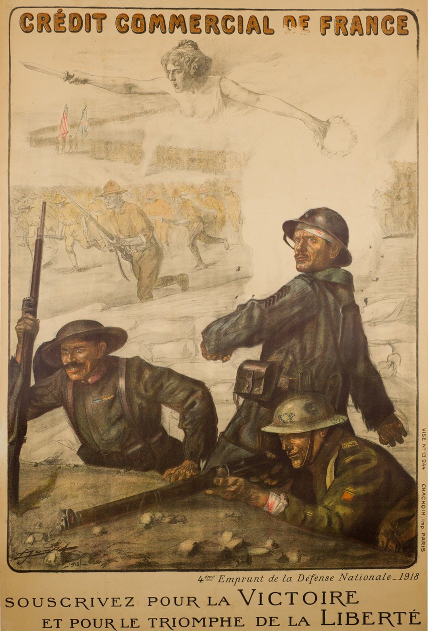 Credit Commercial De France Subscribe For Victory, ca. 1918 (farge litho) av Lucien Hector Jonas