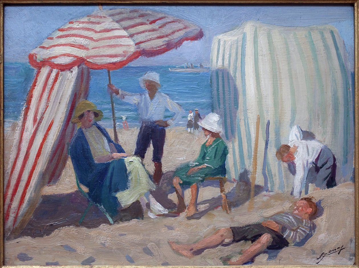 På stranda. Maleri av Lucien Jonas (1880-1947), olje på tre 1920, fransk kunst, 1900-tallet. Musee la piscine, Roubaix. av Lucien Hector Jonas