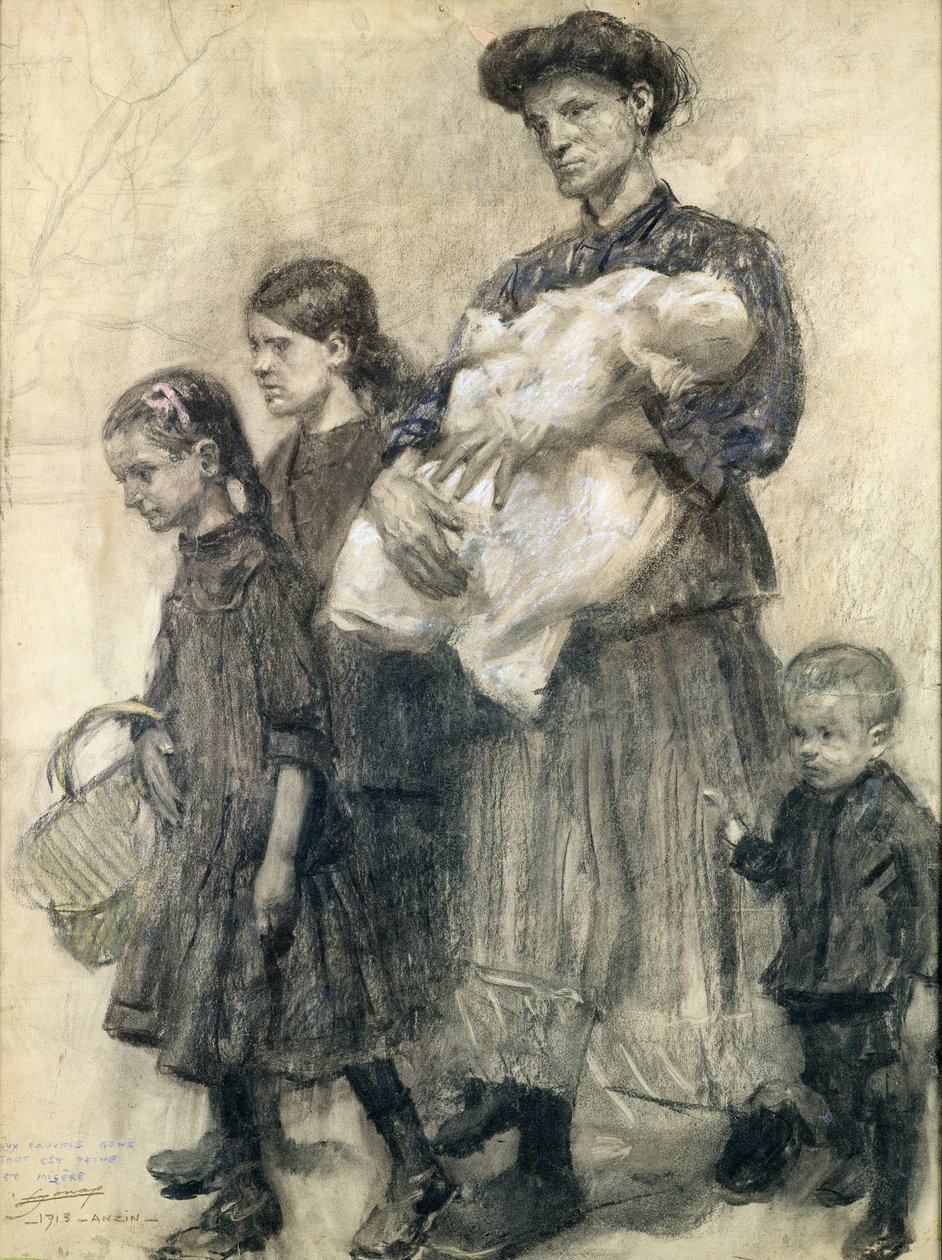 Tristhet og elendighet blant de fattige i Anzin av Lucien Hector Jonas