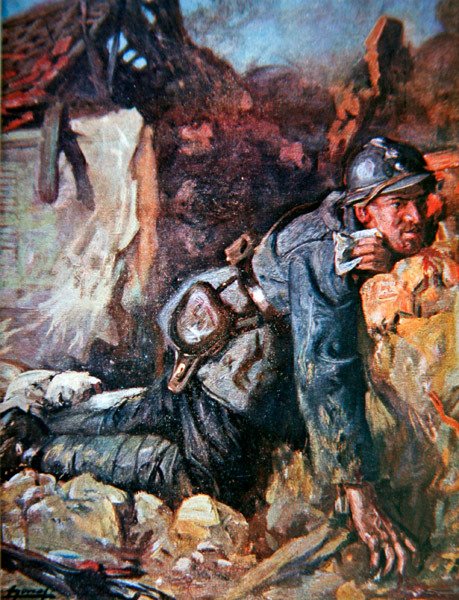 Såret budbringer i slaget ved Verdun av Lucien Hector Jonas