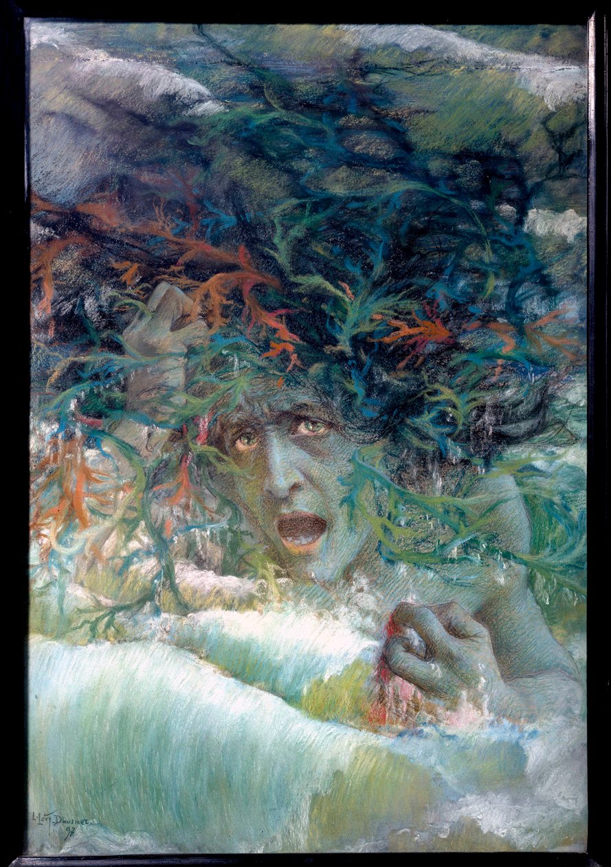 Medusen eller den rasende bølgen 1897 (pastell og kull) av Lucien Levy-Dhurmer