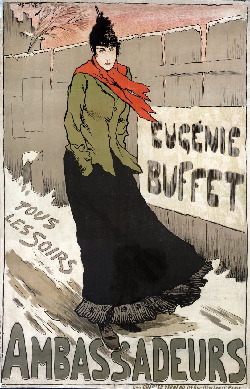 Eugenie Buffet (1866-1934), fransk populær sanger hver kveld på Ambassadeur av Lucien Metivet