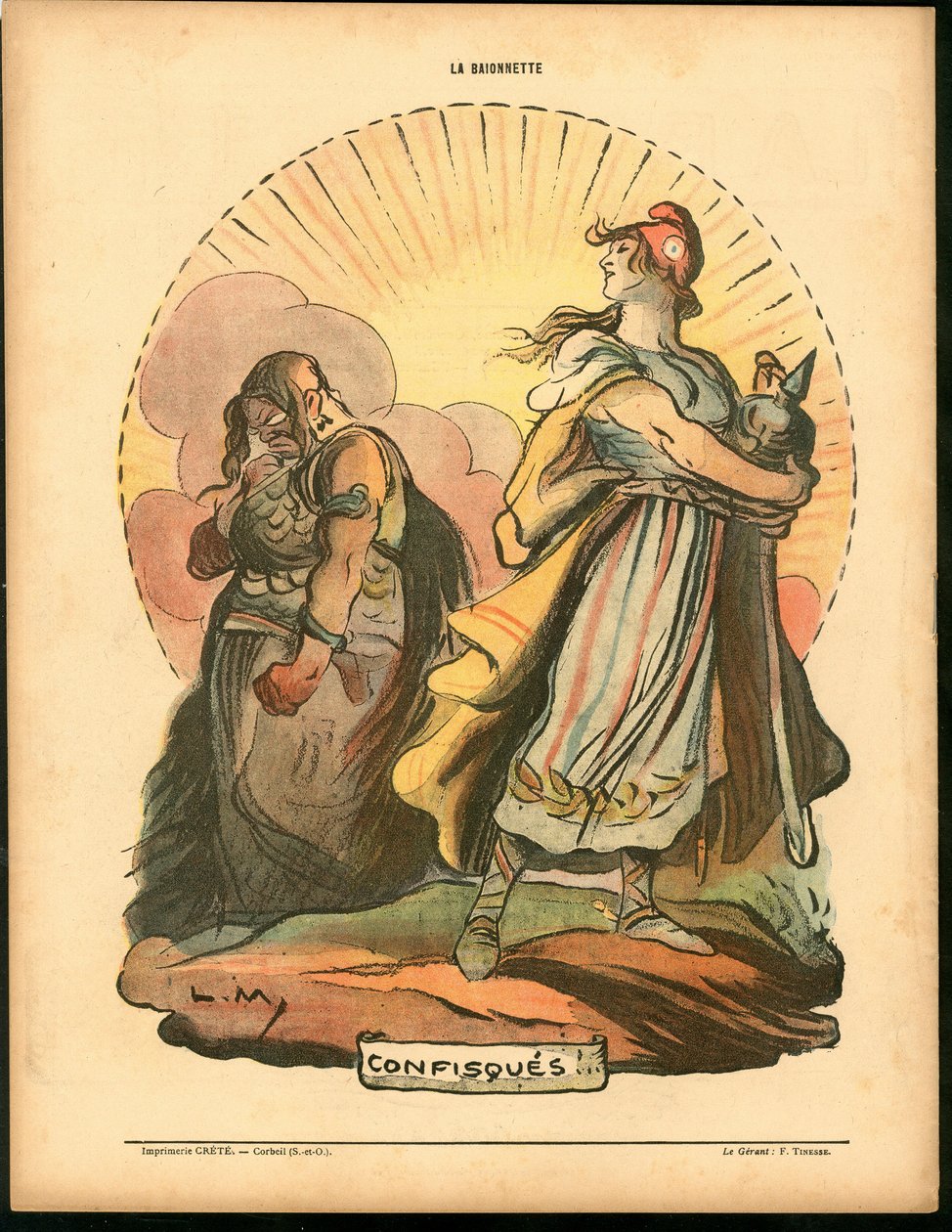 Bajonetten, satirisk i farger, 1918.4.18: krigen mellom 14 -18 av Lucien Metivet