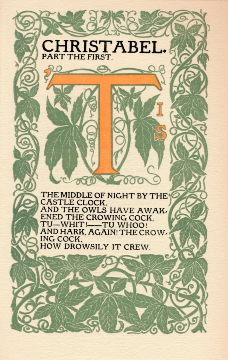 Eragny Press: Åpningsside av Coleridges Christabel, 1895-1914 av Lucien Pissaro
