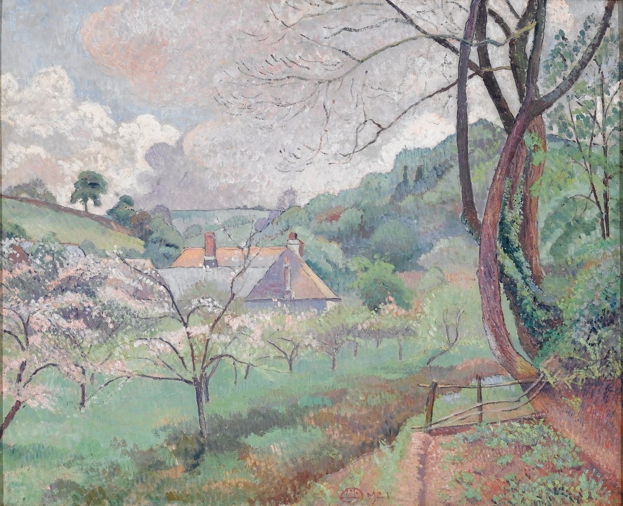 Epleblomst, Riversbridge Farm, Blackpool av Lucien Pissarro