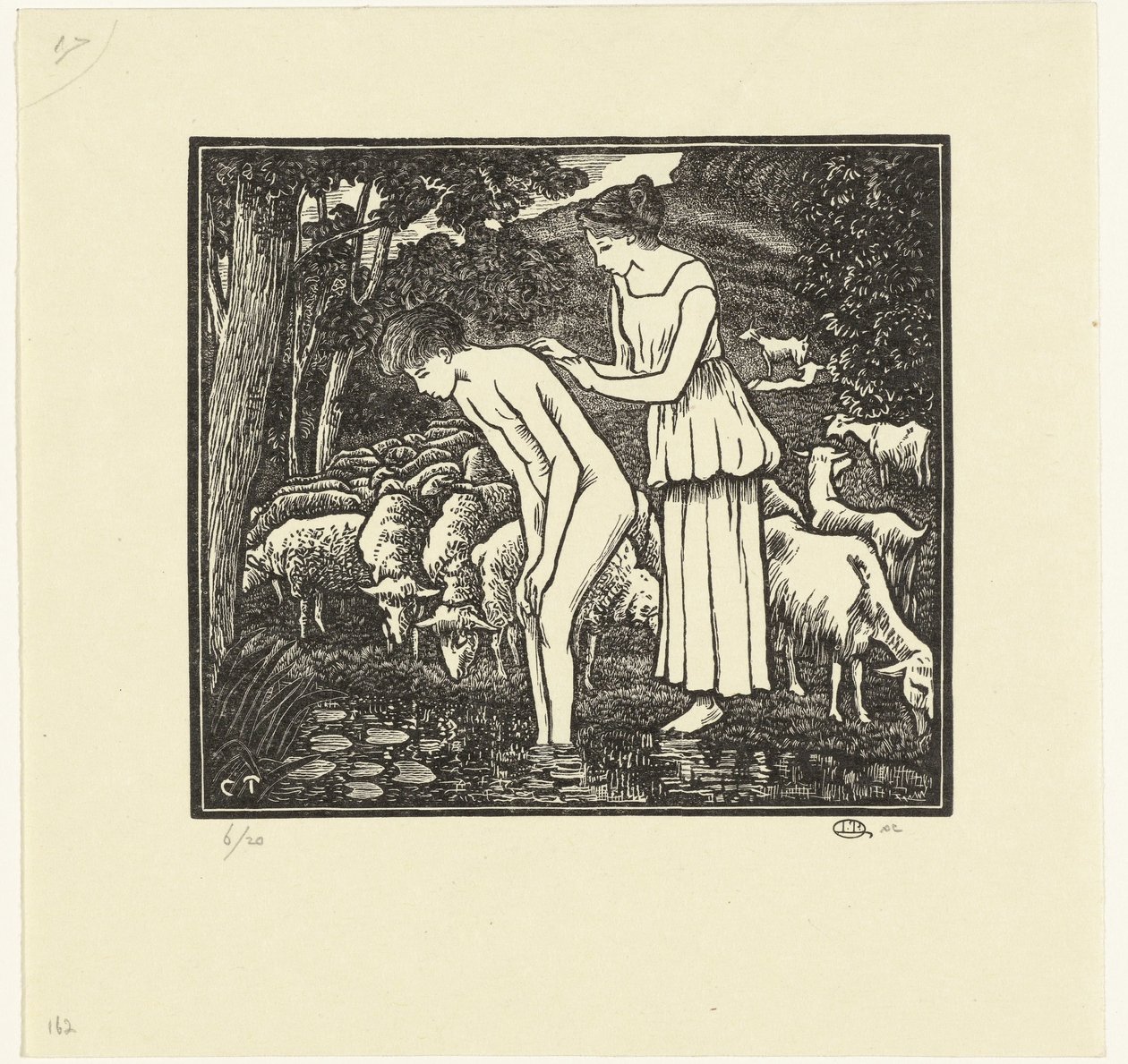 Daphnis vaskes av Cloë Daphnis et Chloé (serietittel) av Lucien Pissarro