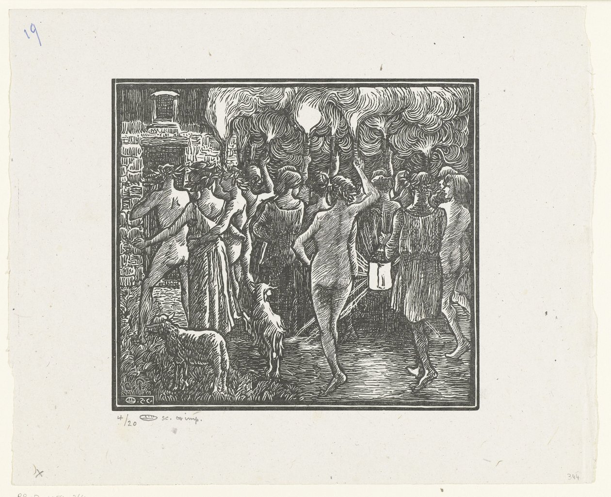 Fra fakkeloptocht Daphnis og Chloe, fakkeltog Daphnis og Chloe (serietittel) av Lucien Pissarro