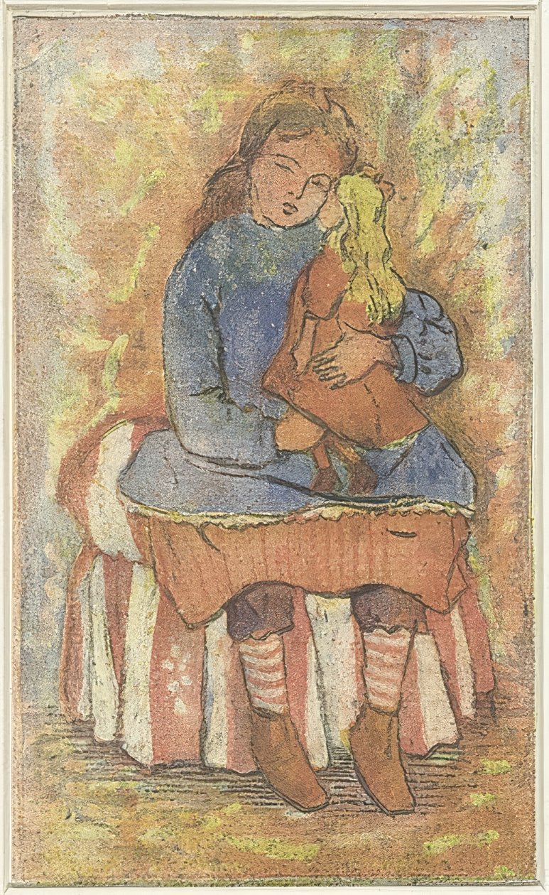 Jente med dukke av Lucien Pissarro