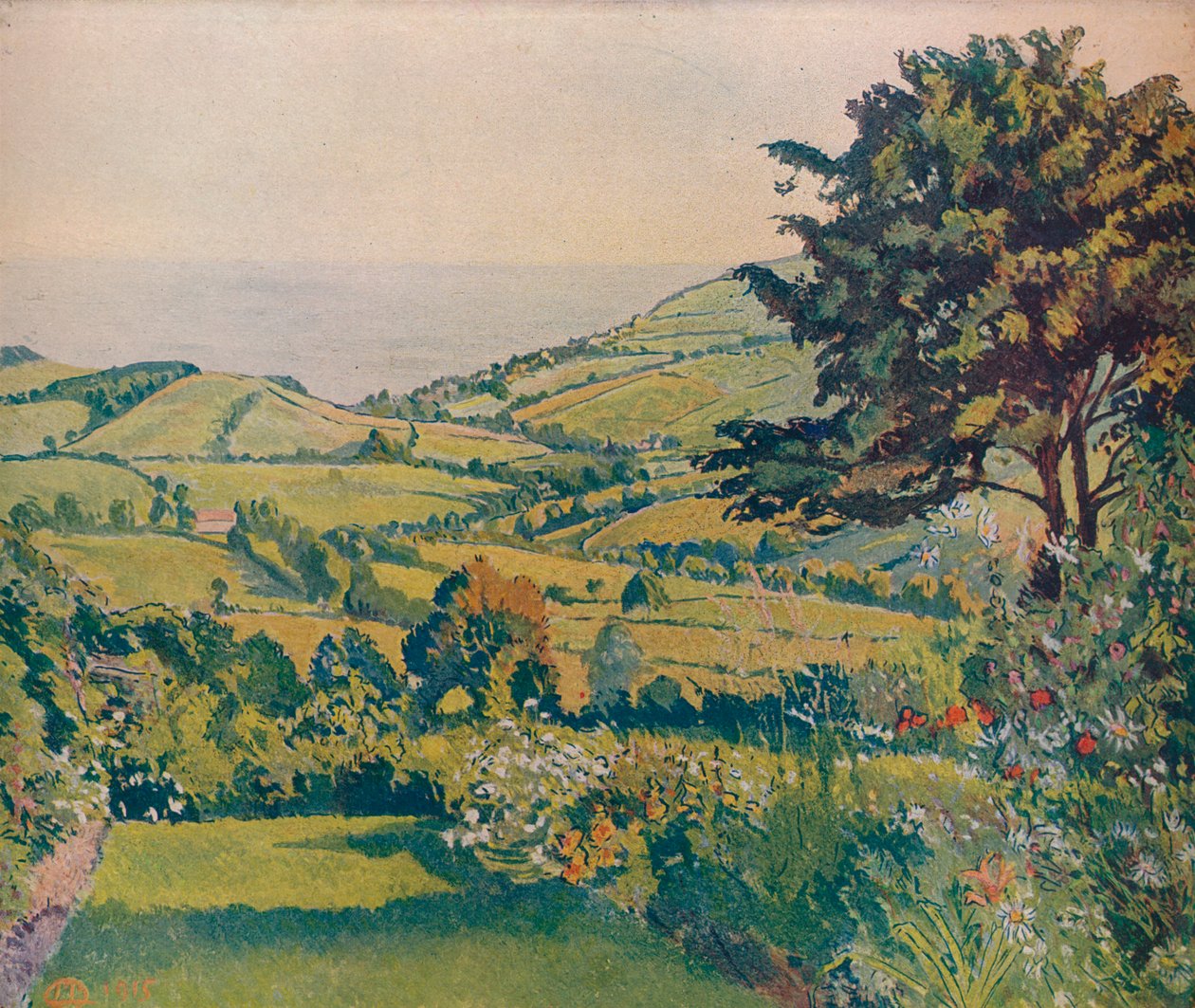 Havutsikt, fiskedammer, 1915, c1932 av Lucien Pissarro